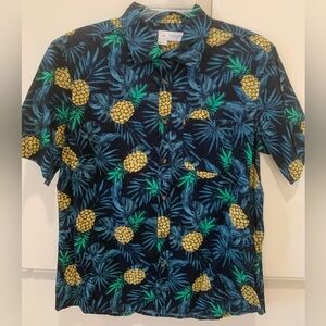 NWT Old Navy Pineapple Print Blue Shirt Regular fit